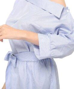 Women’s Blue Striped Shirt Dress Dresses & Jumpsuits FASHION & STYLE cb5feb1b7314637725a2e7: Blue 