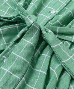 Cotton Light Green Plaid Dress Dresses & Jumpsuits FASHION & STYLE 6f6cb72d544962fa333e2e: L|M|S 
