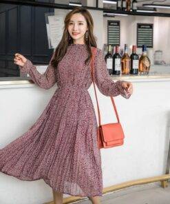 Women’s Vintage Style Floral Print Dress Dresses & Jumpsuits FASHION & STYLE cb5feb1b7314637725a2e7: Peach|Wine Red 