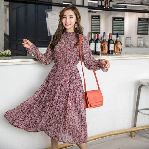 Women’s Vintage Style Floral Print Dress Dresses & Jumpsuits FASHION & STYLE cb5feb1b7314637725a2e7: Peach|Wine Red