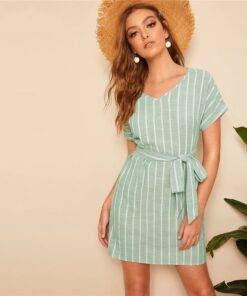 Women’s Striped Design Summer Dress Dresses & Jumpsuits FASHION & STYLE cb5feb1b7314637725a2e7: Green