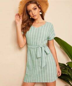 Women’s Striped Design Summer Dress Dresses & Jumpsuits FASHION & STYLE cb5feb1b7314637725a2e7: Green 