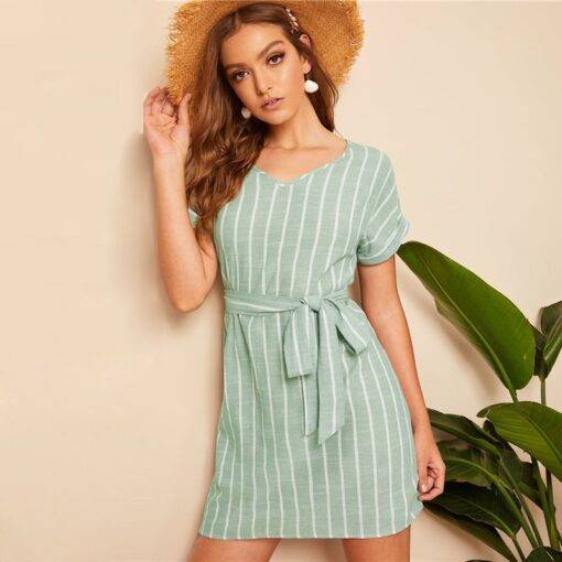 Women’s Striped Design Summer Dress Dresses & Jumpsuits FASHION & STYLE cb5feb1b7314637725a2e7: Green