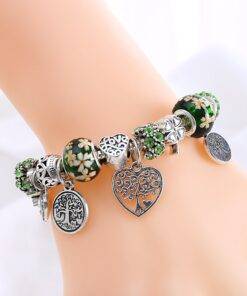 Women’s Green Tree of Life Charm Pandora Bracelet Bracelets & Bangles JEWELRY & ORNAMENTS Pearls & Gemstones 8d255f28538fbae46aeae7: Charm Bracelet|Crystal Bracelet|Green Bracelet|Original Bracelet 