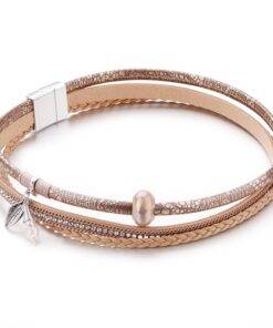 Multilayer Women’s Leather Bracelet with Leaf Shaped Pendant Bracelets & Bangles JEWELRY & ORNAMENTS Pearls & Gemstones cb5feb1b7314637725a2e7: Beige|Grey 