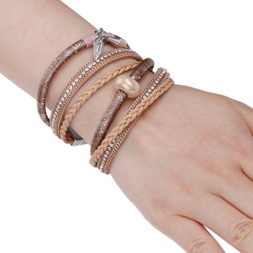 Multilayer Women’s Leather Bracelet with Leaf Shaped Pendant Bracelets & Bangles JEWELRY & ORNAMENTS Pearls & Gemstones cb5feb1b7314637725a2e7: Beige|Grey