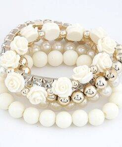 Multilayer Beaded Bracelet Bracelets & Bangles JEWELRY & ORNAMENTS Pearls & Gemstones cb5feb1b7314637725a2e7: Black|Blue|Green|Orange|Rose|White