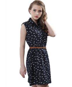 Women’s Cat Patterned Dress with Belt Dresses & Jumpsuits FASHION & STYLE 6f6cb72d544962fa333e2e: L|M|S|XL 