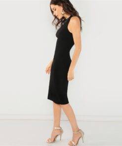 Women’s Black Elegant Sleeveless Pencil Dress Dresses & Jumpsuits FASHION & STYLE cb5feb1b7314637725a2e7: Black 