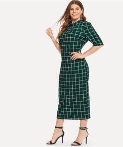 Women’s Plus Size Elegant Style Plaid Dress Dresses & Jumpsuits FASHION & STYLE cb5feb1b7314637725a2e7: Black|Green|White