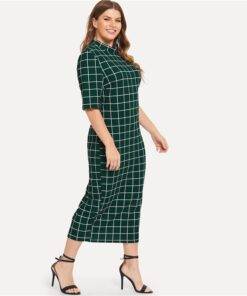 Women’s Plus Size Elegant Style Plaid Dress Dresses & Jumpsuits FASHION & STYLE cb5feb1b7314637725a2e7: Black|Green|White 