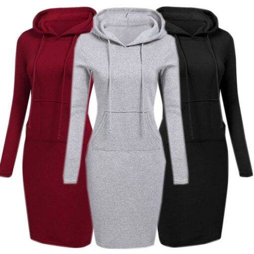 Women’s Long Hooded Dress Dresses & Jumpsuits FASHION & STYLE cb5feb1b7314637725a2e7: Black|Gray|Purple|Red|Royal Blue|Yellow