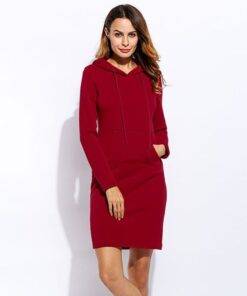 Women’s Long Hooded Dress Dresses & Jumpsuits FASHION & STYLE cb5feb1b7314637725a2e7: Black|Gray|Purple|Red|Royal Blue|Yellow 