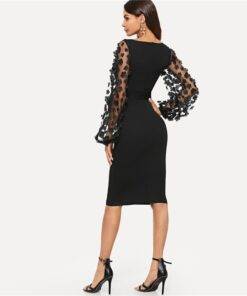 Floral Design Black Elegant Dress Dresses & Jumpsuits FASHION & STYLE cb5feb1b7314637725a2e7: Black 