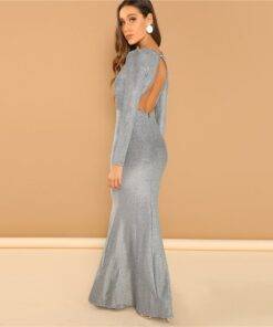 Women’s Silver Split Maxi Dress Dresses & Jumpsuits FASHION & STYLE cb5feb1b7314637725a2e7: Silver 