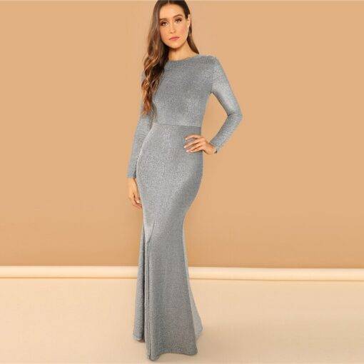 Women’s Silver Split Maxi Dress Dresses & Jumpsuits FASHION & STYLE cb5feb1b7314637725a2e7: Silver