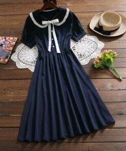 Women’s Cute Style Cotton Midi Dress Dresses & Jumpsuits FASHION & STYLE cb5feb1b7314637725a2e7: Beige|Blue 