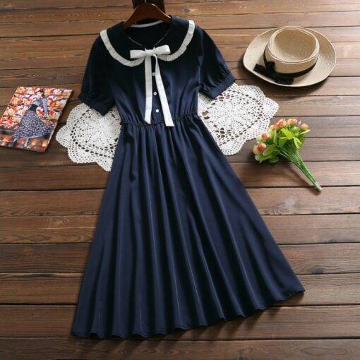 Women’s Cute Style Cotton Midi Dress Dresses & Jumpsuits FASHION & STYLE cb5feb1b7314637725a2e7: Beige|Blue