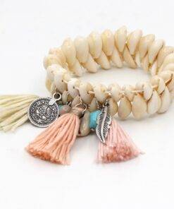 Fashion Bohemian Tasseled Shell Strand Bracelet Bracelets & Bangles JEWELRY & ORNAMENTS Pearls & Gemstones cb5feb1b7314637725a2e7: Beige|Multicolor 