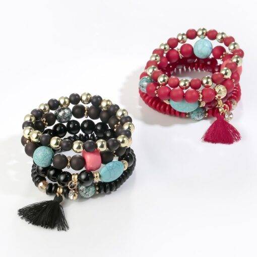 Bohemian Women’s Multilayer Beads Bracelet Bracelets & Bangles JEWELRY & ORNAMENTS Pearls & Gemstones 398c3fe9323ebbd4679f2f: Black|Multicolor|Pink Green|Red|White