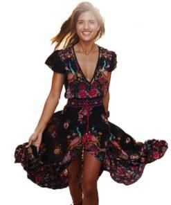 Women’s Boho V-Neck Printed Dress Dresses & Jumpsuits FASHION & STYLE 6f6cb72d544962fa333e2e: L|M|S|XL|XXL