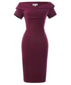 Elegant Vintage Summer Off-Shoulder Women’s Pencil Dress Dresses & Jumpsuits FASHION & STYLE cb5feb1b7314637725a2e7: Black|Green|Navy Blue|Wine Red