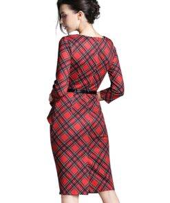 Stylish Vintage Casual Cotton Women’s Pencil Dress Dresses & Jumpsuits FASHION & STYLE cb5feb1b7314637725a2e7: Red 