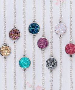 Glittery Stone Chain Bracelet Bracelets & Bangles JEWELRY & ORNAMENTS Pearls & Gemstones cb5feb1b7314637725a2e7: Fuchsia|Golden|Green|Light Pink|Purple|Rose Red|Royal Blue|Silver Gray 