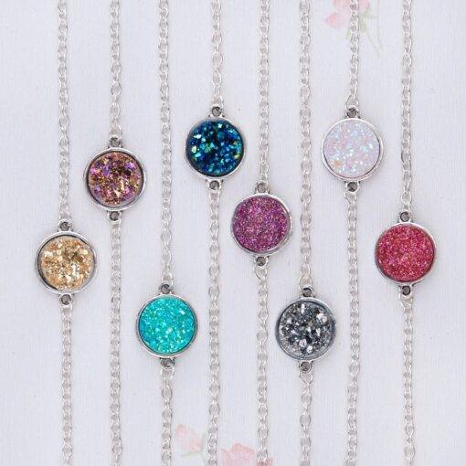Glittery Stone Chain Bracelet Bracelets & Bangles JEWELRY & ORNAMENTS Pearls & Gemstones cb5feb1b7314637725a2e7: Fuchsia|Golden|Green|Light Pink|Purple|Rose Red|Royal Blue|Silver Gray