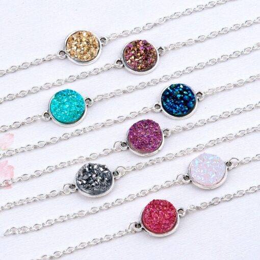 Glittery Stone Chain Bracelet Bracelets & Bangles JEWELRY & ORNAMENTS Pearls & Gemstones cb5feb1b7314637725a2e7: Fuchsia|Golden|Green|Light Pink|Purple|Rose Red|Royal Blue|Silver Gray