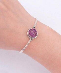 Glittery Stone Chain Bracelet Bracelets & Bangles JEWELRY & ORNAMENTS Pearls & Gemstones cb5feb1b7314637725a2e7: Fuchsia|Golden|Green|Light Pink|Purple|Rose Red|Royal Blue|Silver Gray 
