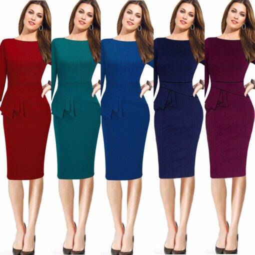 Exquisite Elegant Casual Cotton Women’s Pencil Dress Dresses & Jumpsuits FASHION & STYLE cb5feb1b7314637725a2e7: Blue|Burgundy|Dark Blue|Red