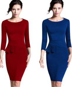 Exquisite Elegant Casual Cotton Women’s Pencil Dress Dresses & Jumpsuits FASHION & STYLE cb5feb1b7314637725a2e7: Blue|Burgundy|Dark Blue|Red 