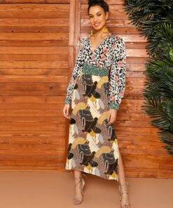 Women’s Boho Style Leopard Print Maxi Dress Dresses & Jumpsuits FASHION & STYLE cb5feb1b7314637725a2e7: Multi
