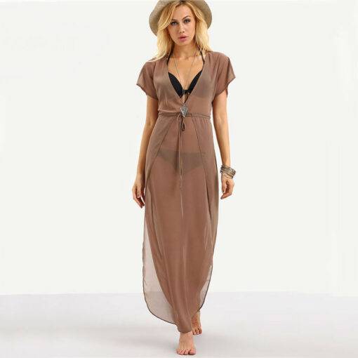 Fashion Bohemian Transparent Women’s Beach Dress Dresses & Jumpsuits FASHION & STYLE cb5feb1b7314637725a2e7: Khaki