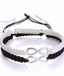 Couple Bracelet with Infinity Charm Bracelets & Bangles JEWELRY & ORNAMENTS Pearls & Gemstones cb5feb1b7314637725a2e7: Black|Black and White|Blue|Pink|Teal