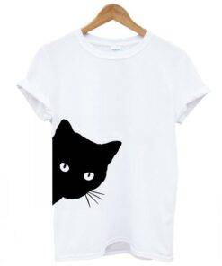 Women’s Cat Printed T-Shirt Dresses & Jumpsuits FASHION & STYLE cb5feb1b7314637725a2e7: Black|Gray|White 