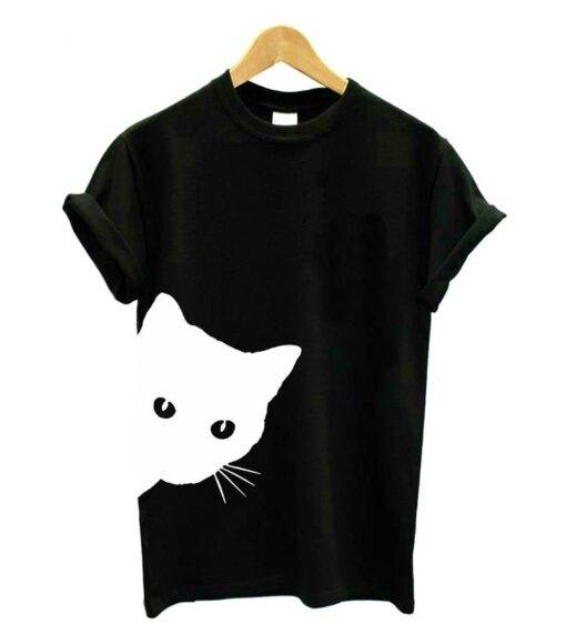 Women’s Cat Printed T-Shirt Dresses & Jumpsuits FASHION & STYLE cb5feb1b7314637725a2e7: Black|Gray|White