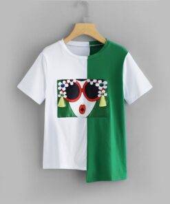 Women’s Asymmetrical Cartoon Printed T-Shirt Dresses & Jumpsuits FASHION & STYLE cb5feb1b7314637725a2e7: Green 