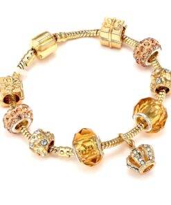 Gold Crystal Charm Bracelet for Women Bracelets & Bangles JEWELRY & ORNAMENTS Pearls & Gemstones cb5feb1b7314637725a2e7: Gold Color|Light Yellow / Gold Color 