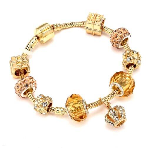 Gold Crystal Charm Bracelet for Women Bracelets & Bangles JEWELRY & ORNAMENTS Pearls & Gemstones cb5feb1b7314637725a2e7: Gold Color|Light Yellow / Gold Color