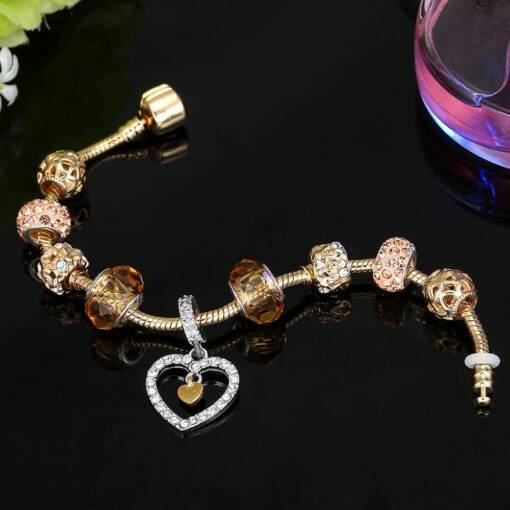 Gold Crystal Charm Bracelet for Women Bracelets & Bangles JEWELRY & ORNAMENTS Pearls & Gemstones cb5feb1b7314637725a2e7: Gold Color|Light Yellow / Gold Color