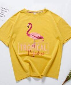 Tropical Flamingo Printed Hawaii Party Women’s T-Shirt Dresses & Jumpsuits FASHION & STYLE cb5feb1b7314637725a2e7: Black|Gray|Orange|Pink|Red|White|Yellow 