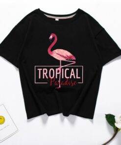 Tropical Flamingo Printed Hawaii Party Women’s T-Shirt Dresses & Jumpsuits FASHION & STYLE cb5feb1b7314637725a2e7: Black|Gray|Orange|Pink|Red|White|Yellow