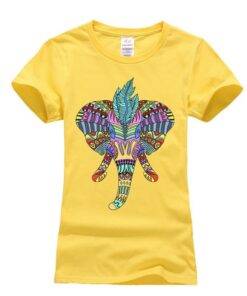 Women’s Elephant Printed Cotton T-Shirt Dresses & Jumpsuits FASHION & STYLE cb5feb1b7314637725a2e7: Black|Blue|Green|Pink|White|Yellow