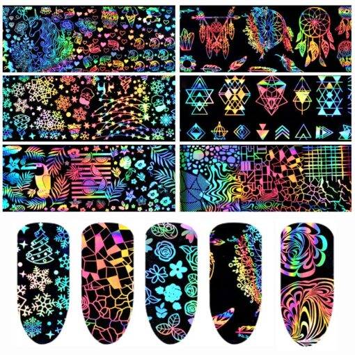 Holographic Rainbow Nail Stickers 8 Pcs Set BEAUTY & SKIN CARE Nail Art Supplies Item Type: Sticker & Decal