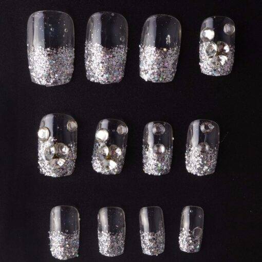 Crystal Snowflakes False Nails 24 Pcs BEAUTY & SKIN CARE Nail Art Supplies Nail Width: 1.5-0.8cm