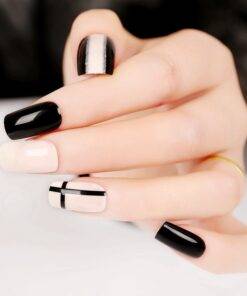 Geometric Style False Nails 24 Pcs Set BEAUTY & SKIN CARE Nail Art Supplies cb5feb1b7314637725a2e7: Black and White 