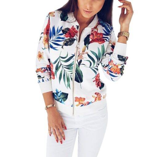 Women’s Up to 5XL Size Floral Printed Casual Jacket Coats, Suits & Blazers FASHION & STYLE cb5feb1b7314637725a2e7: Black|White