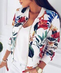 Women’s Up to 5XL Size Floral Printed Casual Jacket Coats, Suits & Blazers FASHION & STYLE cb5feb1b7314637725a2e7: Black|White
